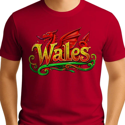 Welsh Dragon Flourish T-Shirt – National Pride Graphic - Celtic Wolfwear