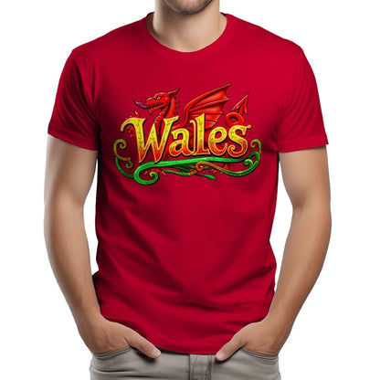 Welsh Dragon Flourish T-Shirt – National Pride Graphic - Celtic Wolfwear