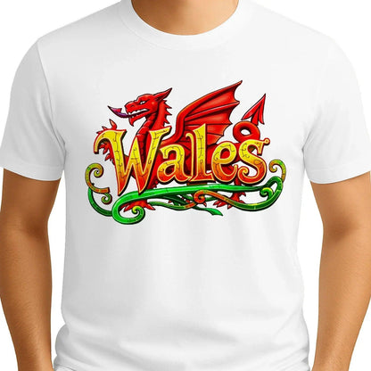 Welsh Dragon Flourish T-Shirt – National Pride Graphic - Celtic Wolfwear