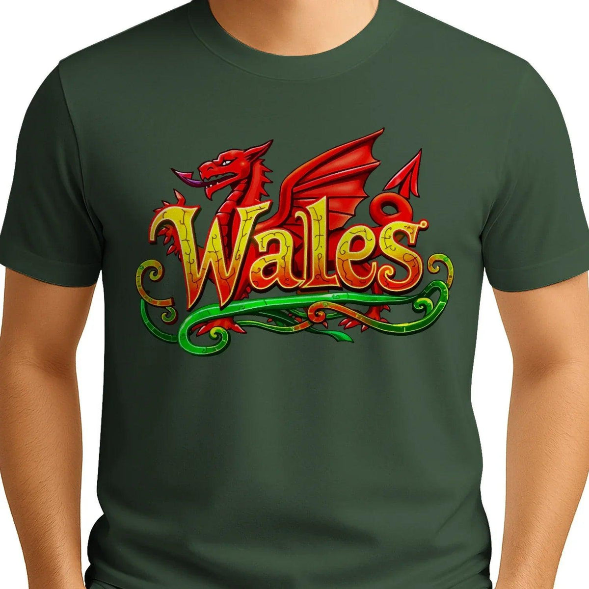 Welsh Dragon Flourish T-Shirt – National Pride Graphic - Celtic Wolfwear