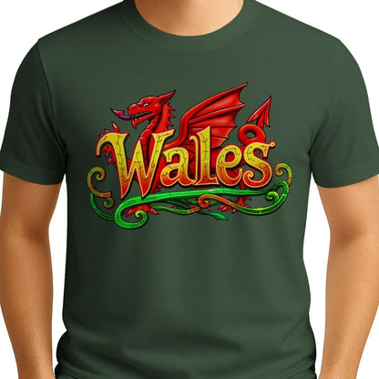 Welsh Dragon Flourish T-Shirt – National Pride Graphic - Celtic Wolfwear