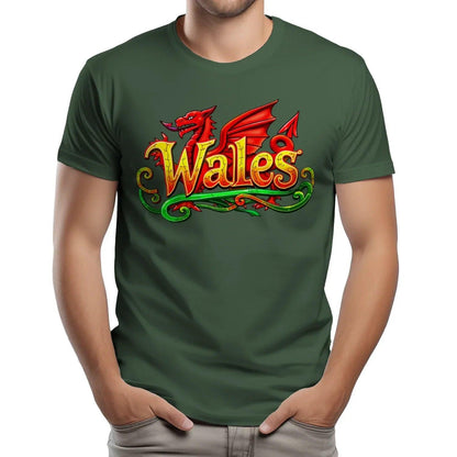 Welsh Dragon Flourish T-Shirt – National Pride Graphic - Celtic Wolfwear