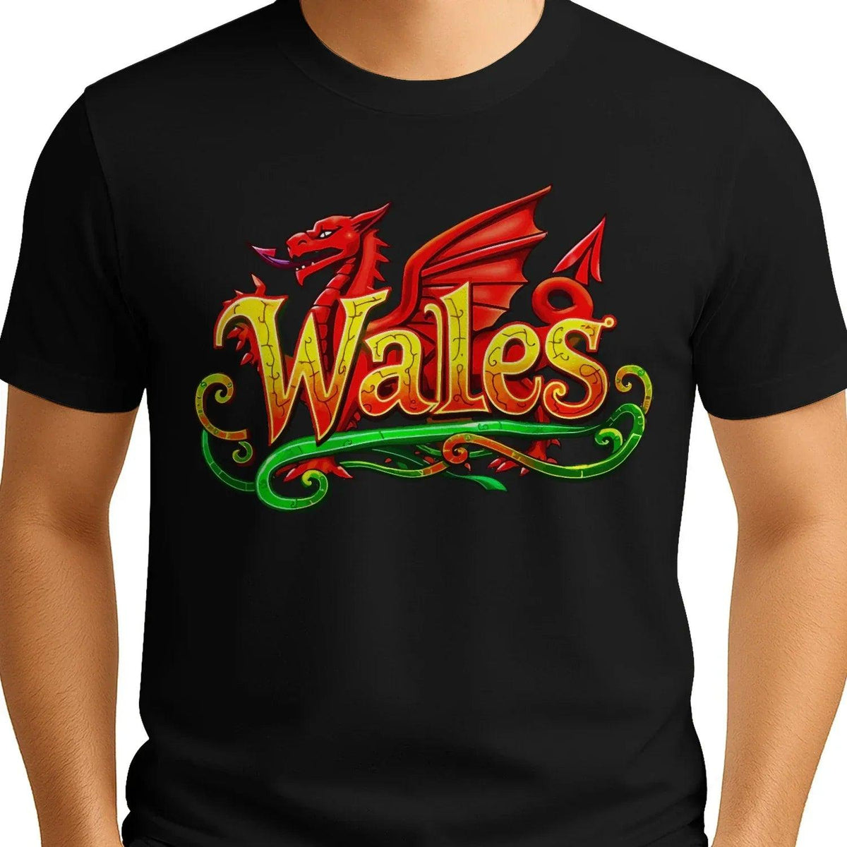 Welsh Dragon Flourish T-Shirt – National Pride Graphic - Celtic Wolfwear