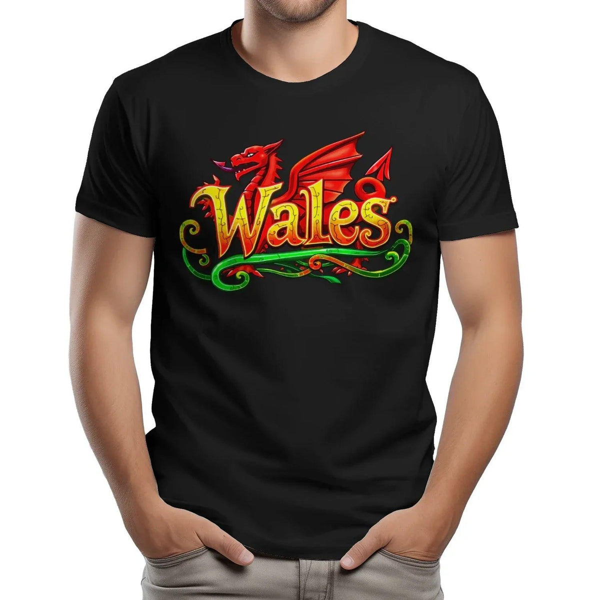 Welsh Dragon Flourish T-Shirt – National Pride Graphic - Celtic Wolfwear