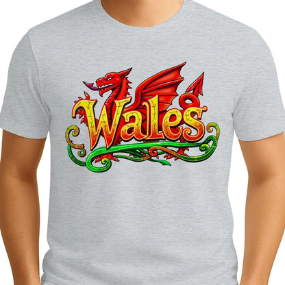 Welsh Dragon Flourish T-Shirt – National Pride Graphic - Celtic Wolfwear