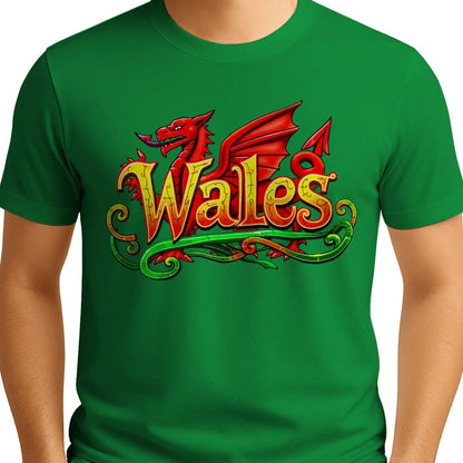 Welsh Dragon Flourish T-Shirt – National Pride Graphic - Celtic Wolfwear
