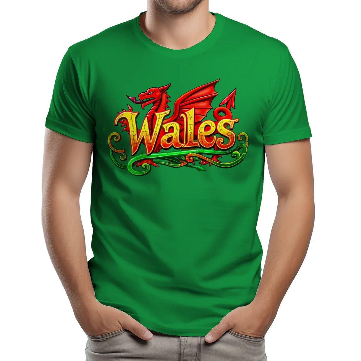 Welsh Dragon Flourish T-Shirt – National Pride Graphic - Celtic Wolfwear