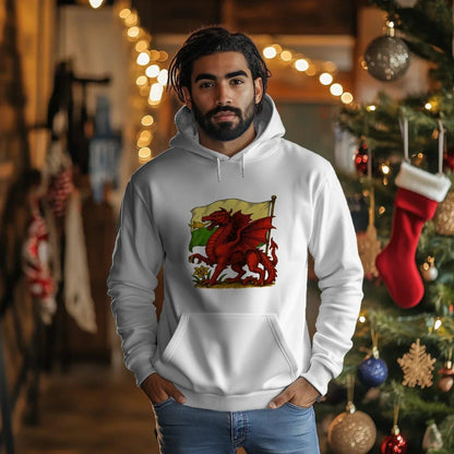 Welsh Dragon Hoodie - Distressed Flag Unisex Streetwear - Celtic Wolfwear