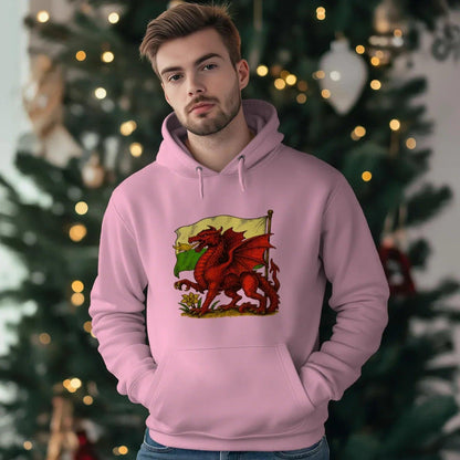 Welsh Dragon Hoodie - Distressed Flag Unisex Streetwear - Celtic Wolfwear