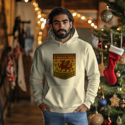 Welsh Dragon Hoodie - Gold Shield UK, Unisex Streetwear - Celtic Wolfwear