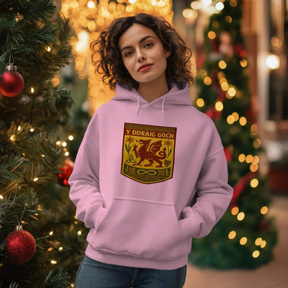 Welsh Dragon Hoodie - Gold Shield UK, Unisex Streetwear - Celtic Wolfwear