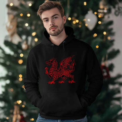 Welsh Dragon Hoodie - Green Heritage Uxop Unisex Streetwear - Celtic Wolfwear