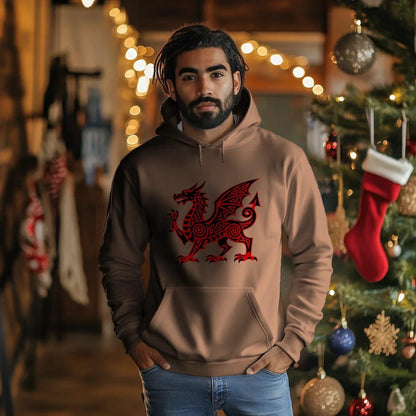 Welsh Dragon Hoodie - Green Heritage Uxop Unisex Streetwear - Celtic Wolfwear