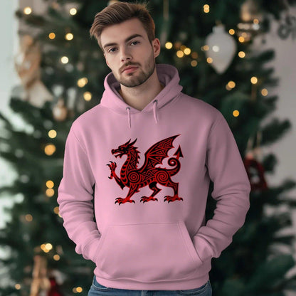 Welsh Dragon Hoodie - Green Heritage Uxop Unisex Streetwear - Celtic Wolfwear
