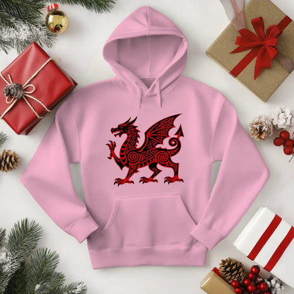 Welsh Dragon Hoodie - Green Heritage Uxop Unisex Streetwear - Celtic Wolfwear