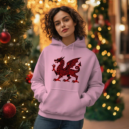 Welsh Dragon Hoodie - Green Heritage Uxop Unisex Streetwear - Celtic Wolfwear