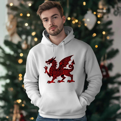 Welsh Dragon Hoodie - Green Heritage Uxop Unisex Streetwear - Celtic Wolfwear