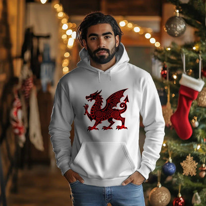 Welsh Dragon Hoodie - Green Heritage Uxop Unisex Streetwear - Celtic Wolfwear