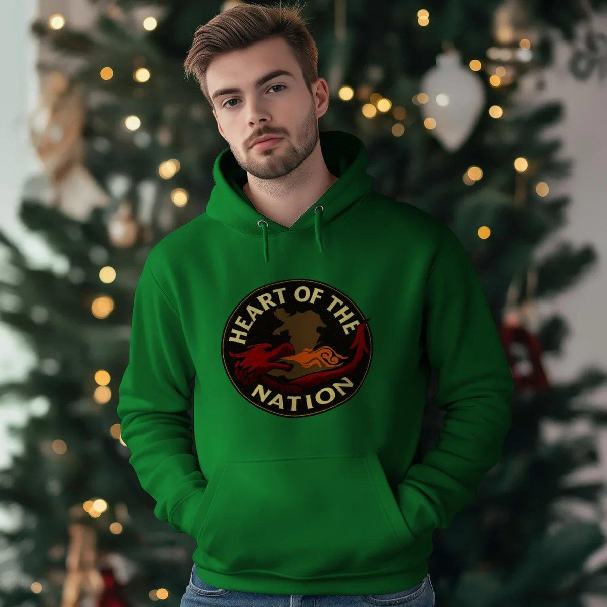 Welsh Dragon Hoodie - Heart of the Nation Unisex Streetwear - Celtic Wolfwear