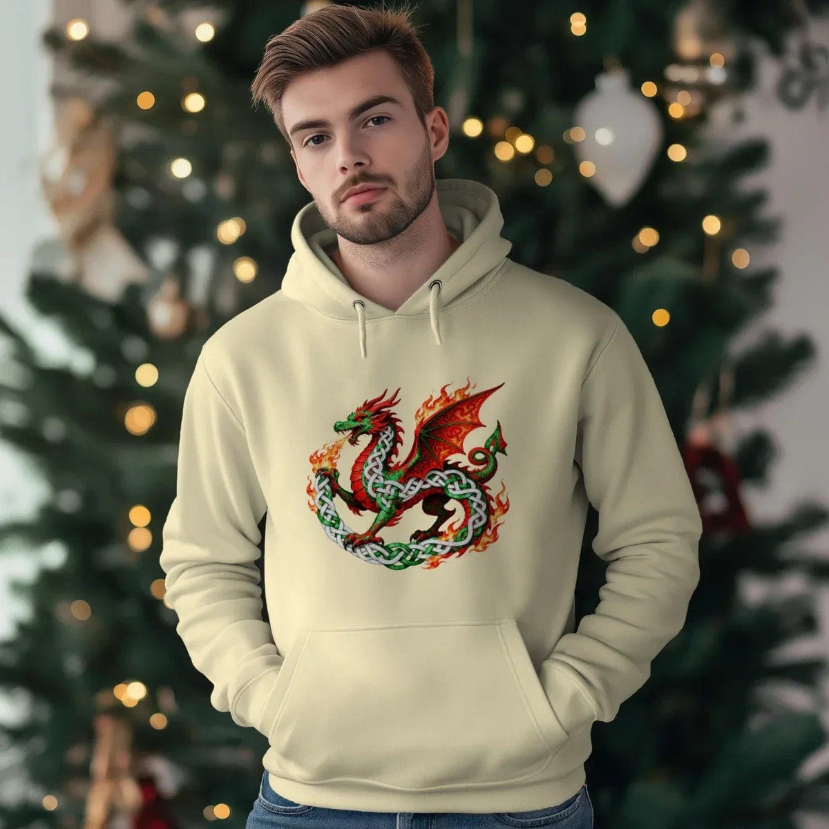 Welsh Dragon Hoodie - Heritage Street Unisex Streetwear - Celtic Wolfwear