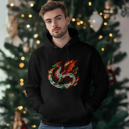 Welsh Dragon Hoodie - Heritage Street Unisex Streetwear - Celtic Wolfwear