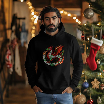 Welsh Dragon Hoodie - Heritage Street Unisex Streetwear - Celtic Wolfwear