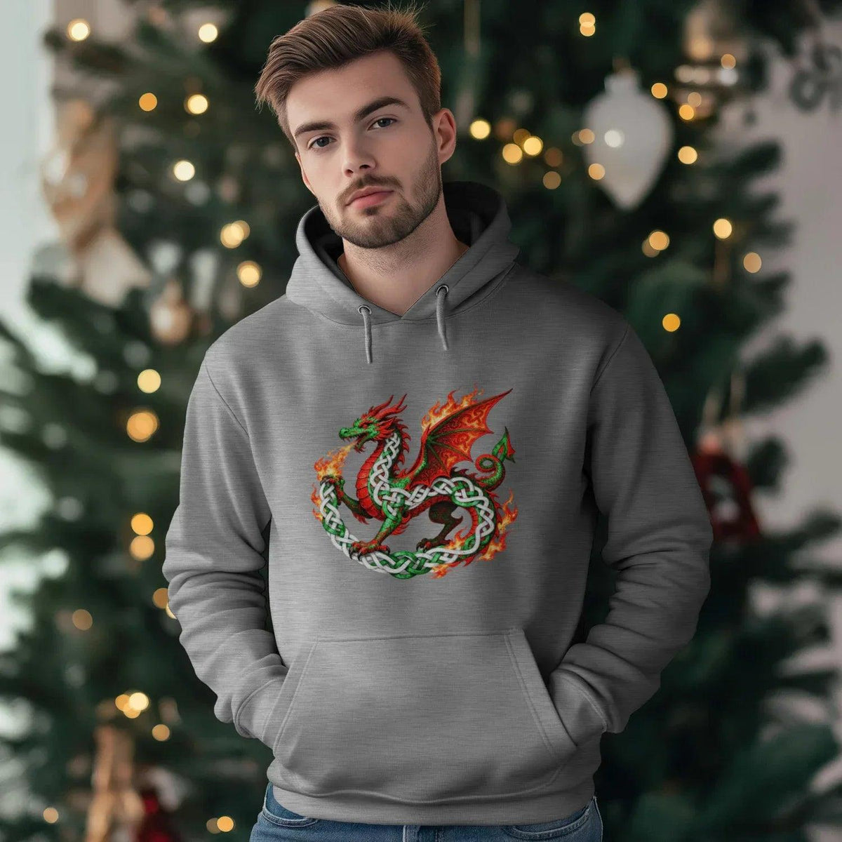 Welsh Dragon Hoodie - Heritage Street Unisex Streetwear - Celtic Wolfwear