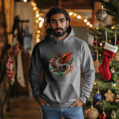 Welsh Dragon Hoodie - Heritage Street Unisex Streetwear - Celtic Wolfwear