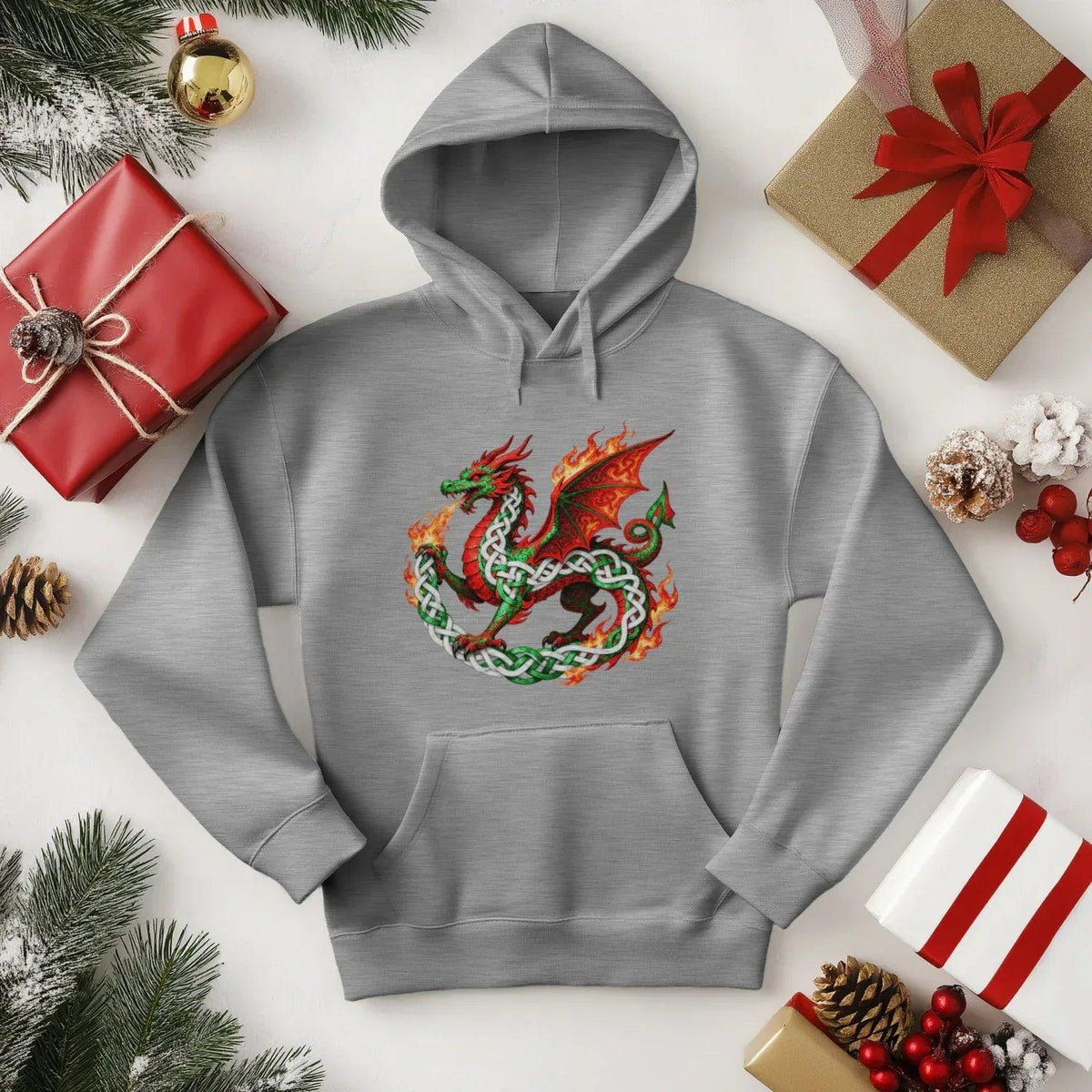 Welsh Dragon Hoodie - Heritage Street Unisex Streetwear - Celtic Wolfwear