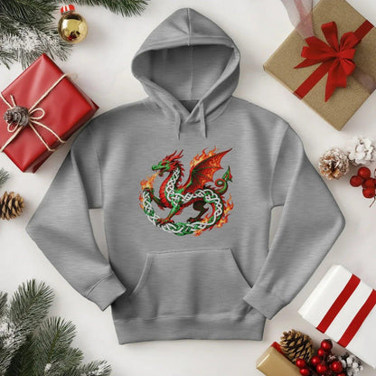 Welsh Dragon Hoodie - Heritage Street Unisex Streetwear - Celtic Wolfwear
