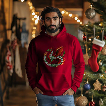 Welsh Dragon Hoodie - Heritage Street Unisex Streetwear - Celtic Wolfwear