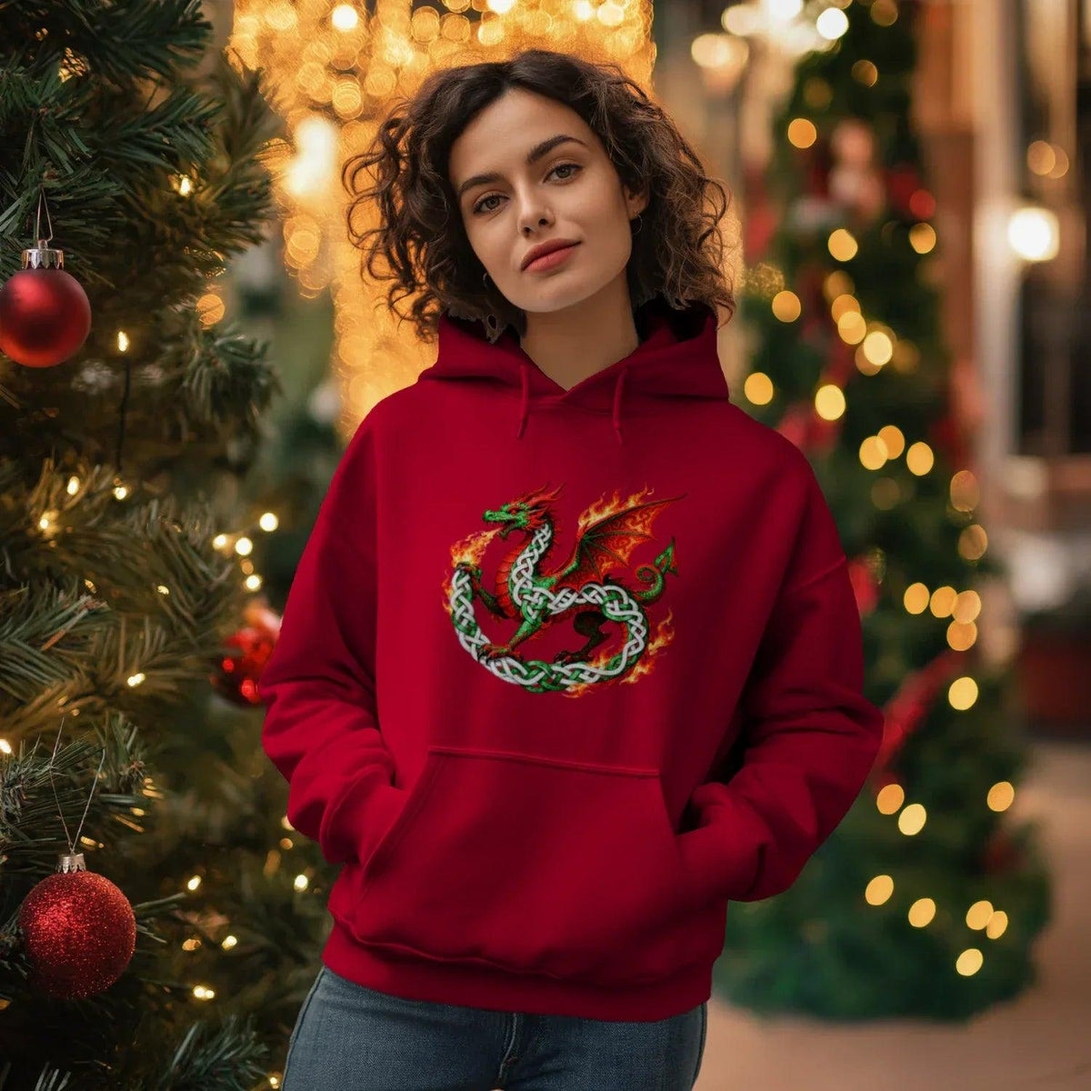 Welsh Dragon Hoodie - Heritage Street Unisex Streetwear - Celtic Wolfwear