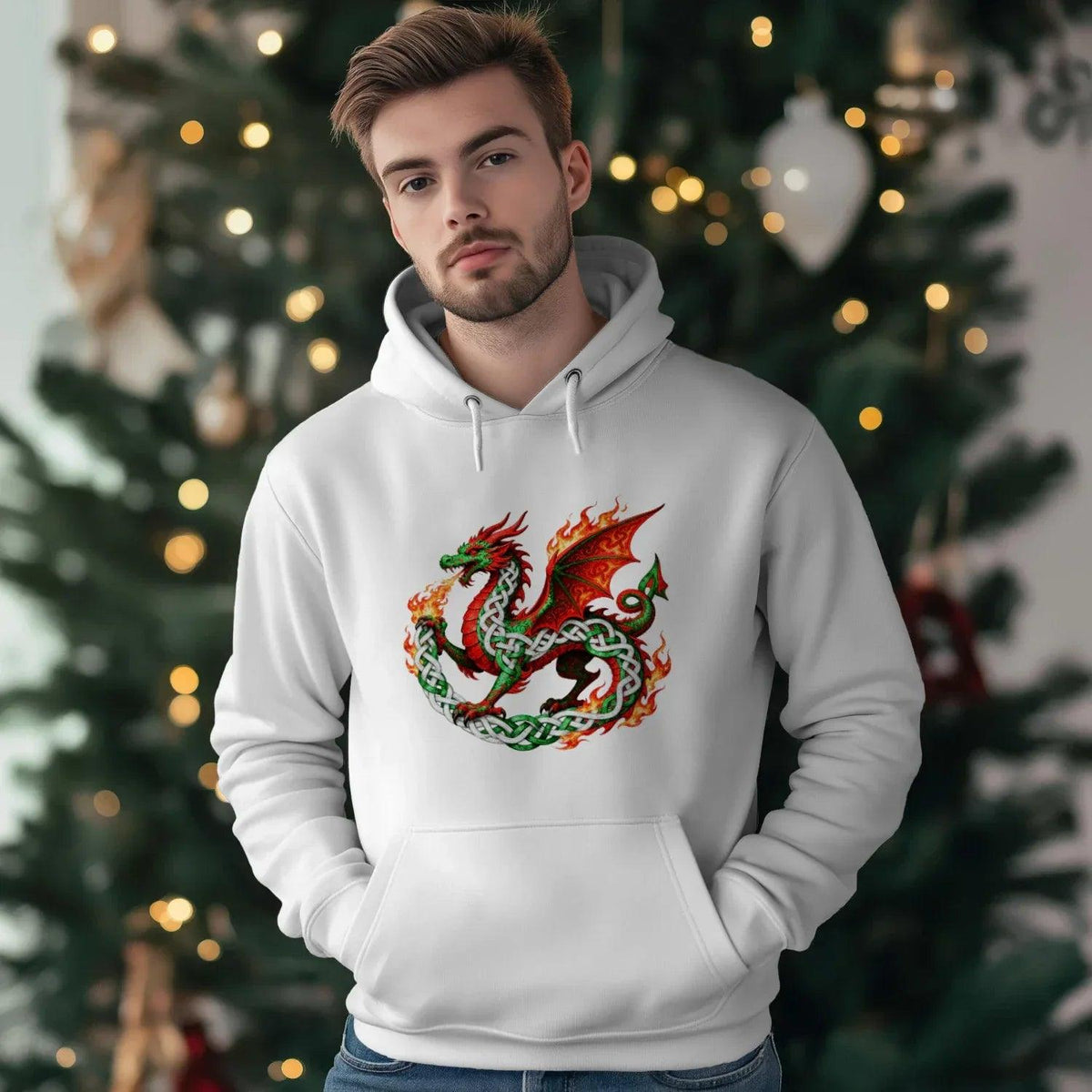 Welsh Dragon Hoodie - Heritage Street Unisex Streetwear - Celtic Wolfwear