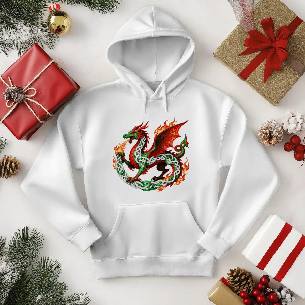 Welsh Dragon Hoodie - Heritage Street Unisex Streetwear - Celtic Wolfwear