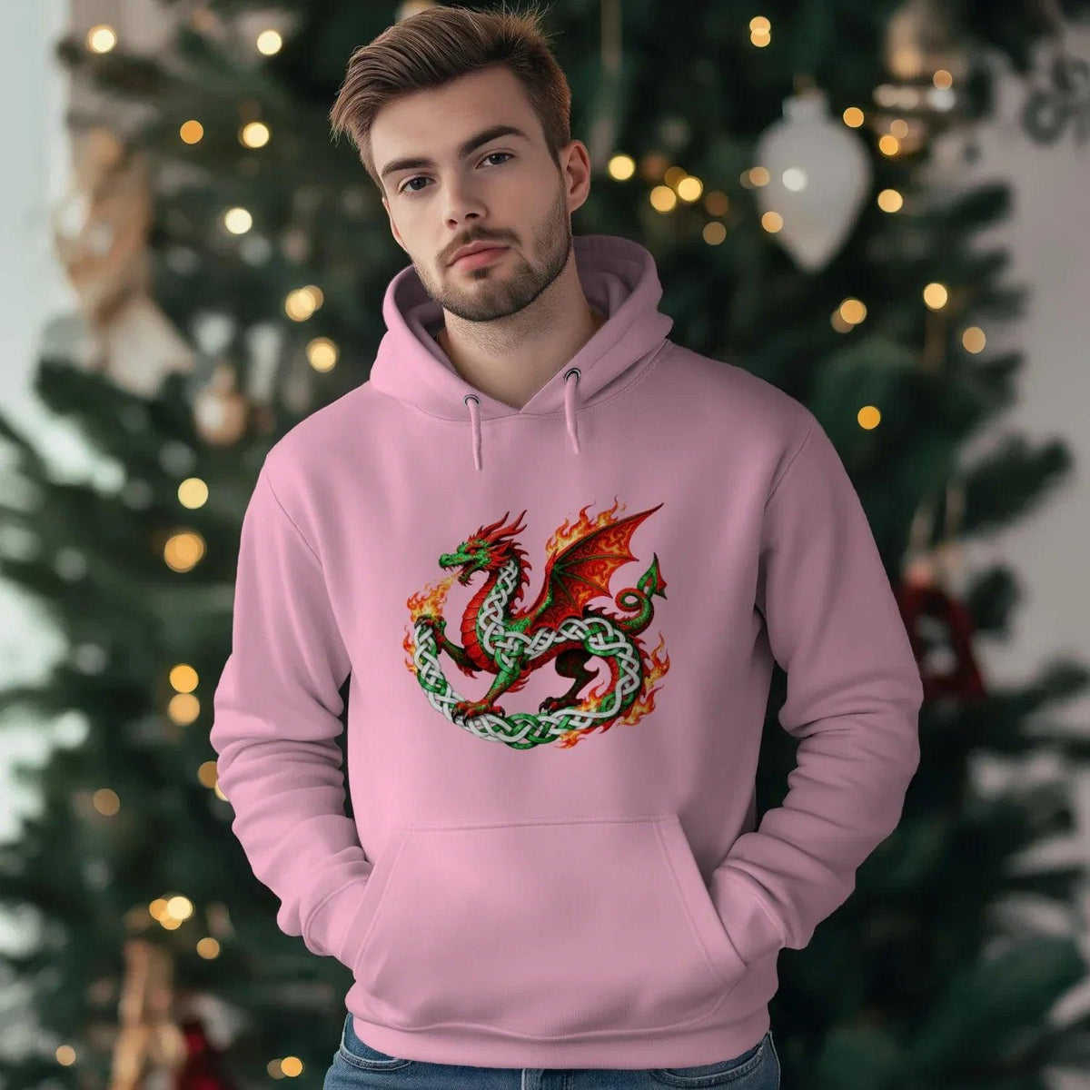 Welsh Dragon Hoodie - Heritage Street Unisex Streetwear - Celtic Wolfwear