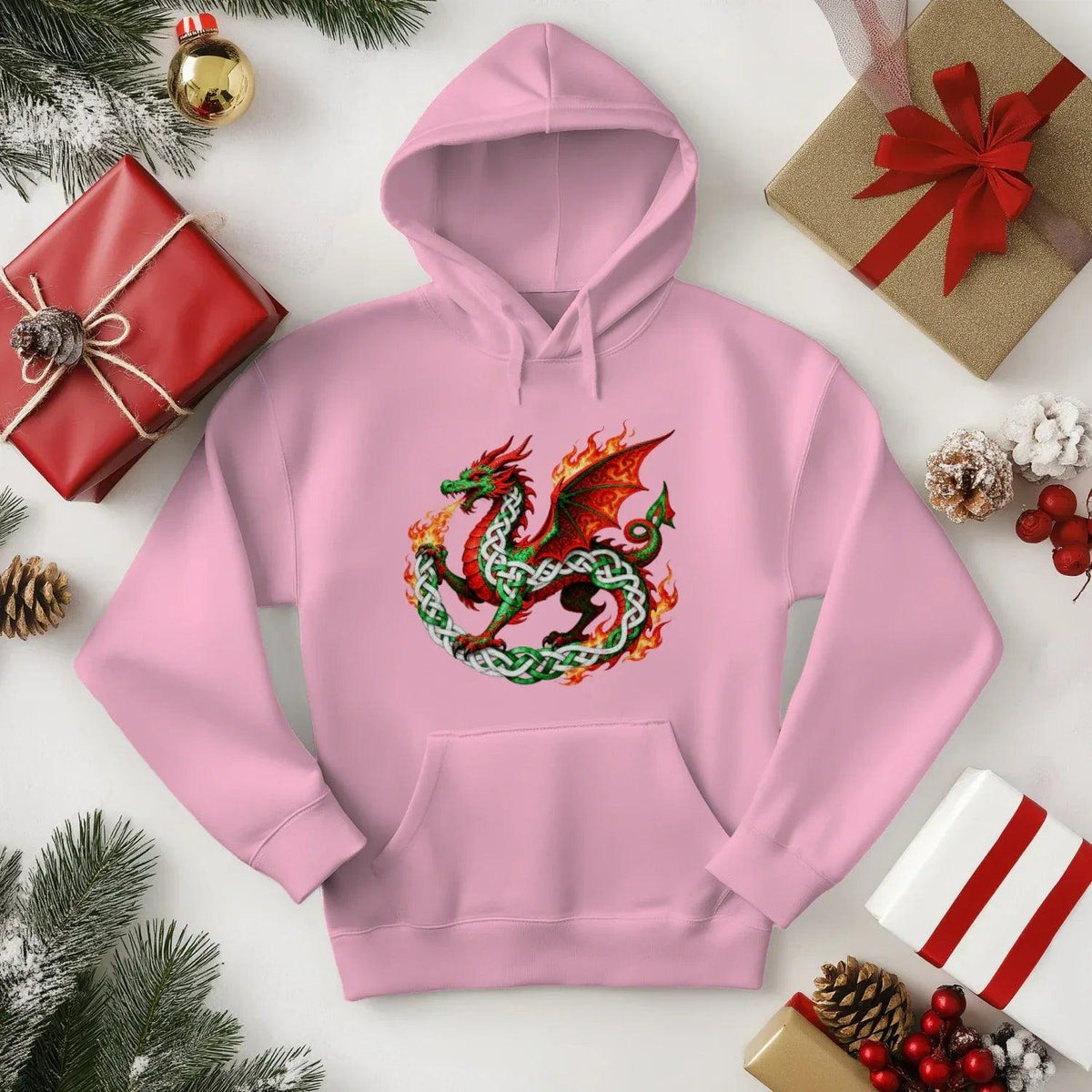 Welsh Dragon Hoodie - Heritage Street Unisex Streetwear - Celtic Wolfwear