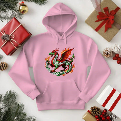 Welsh Dragon Hoodie - Heritage Street Unisex Streetwear - Celtic Wolfwear