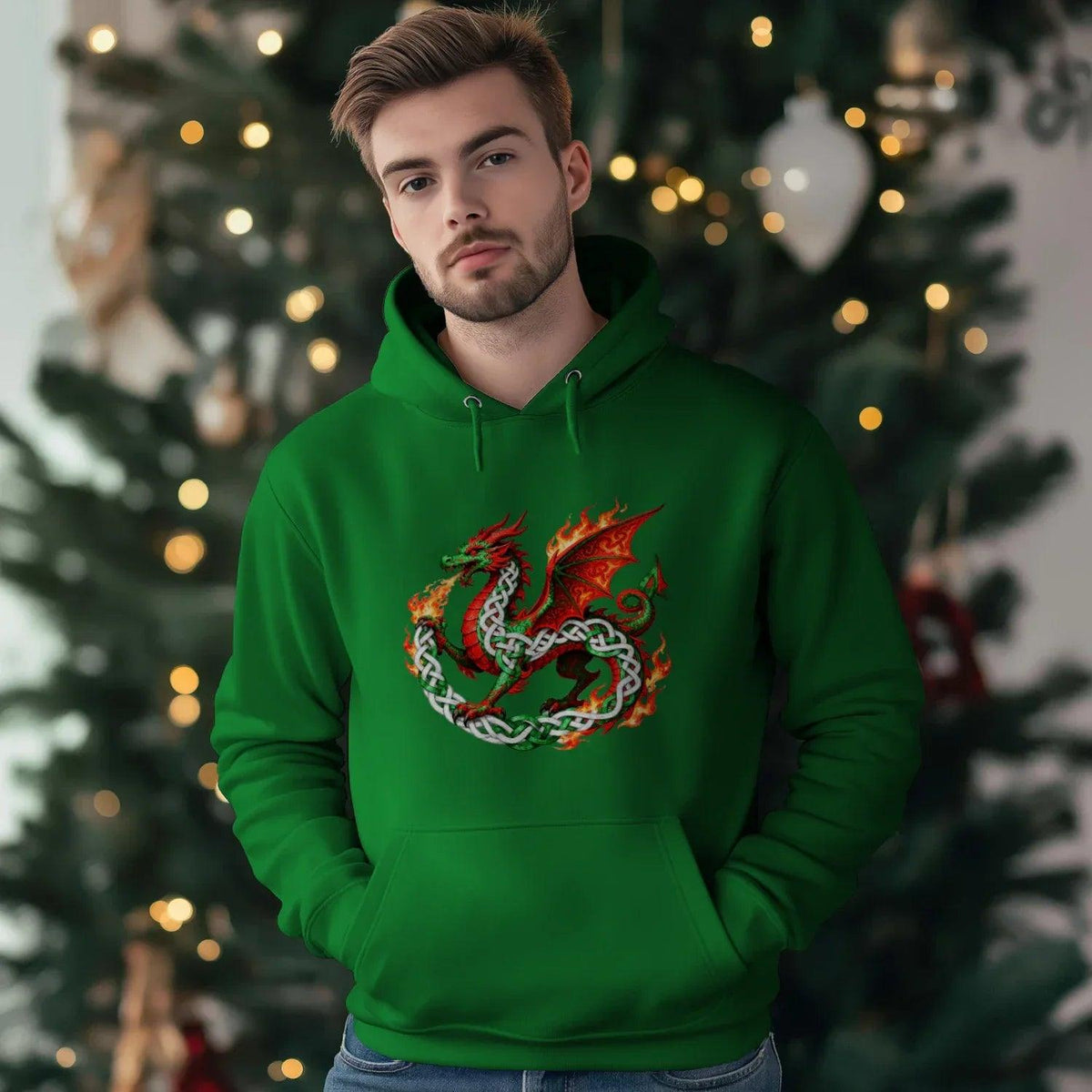 Welsh Dragon Hoodie - Heritage Street Unisex Streetwear - Celtic Wolfwear