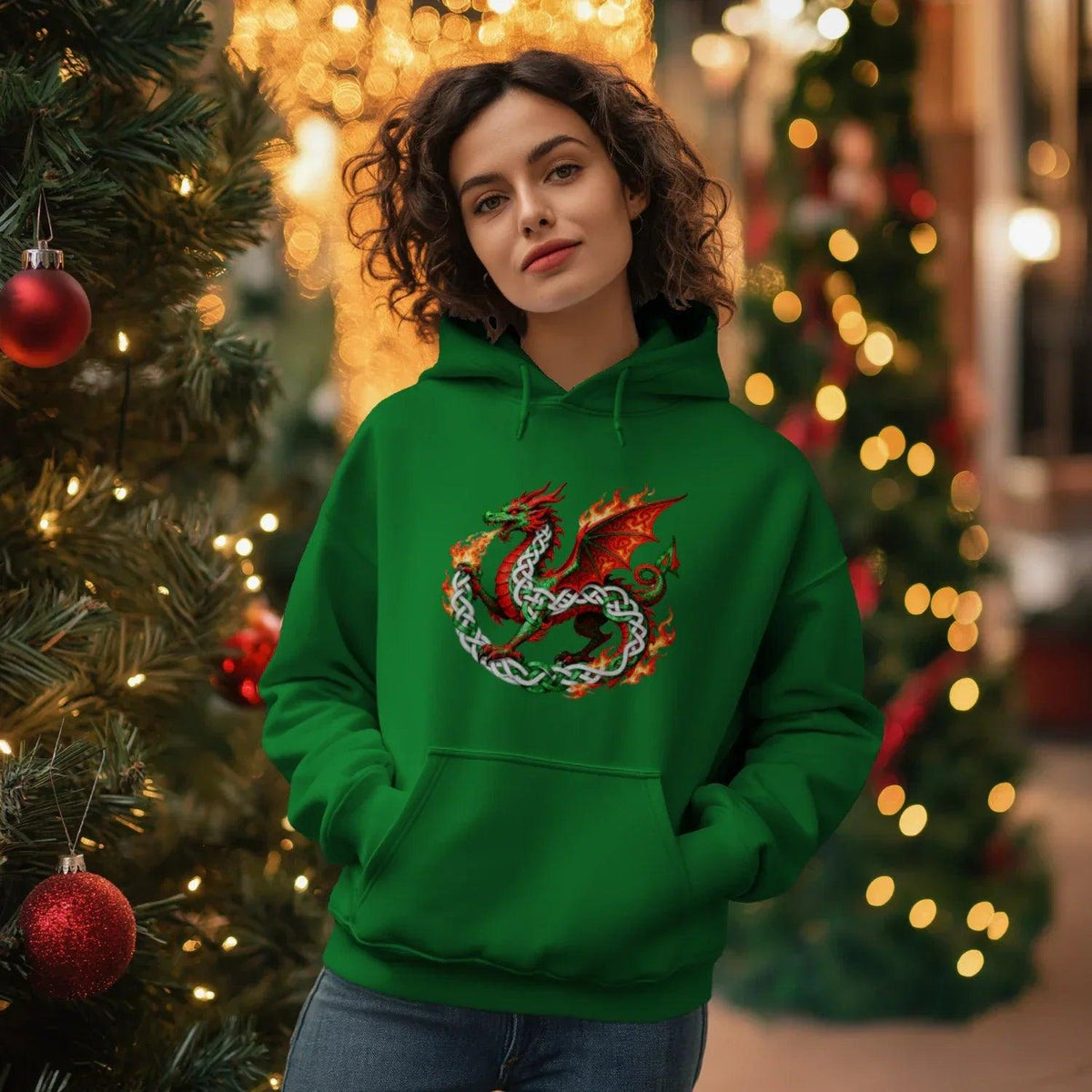 Welsh Dragon Hoodie - Heritage Street Unisex Streetwear - Celtic Wolfwear
