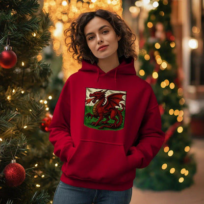 Welsh Dragon Hoodie - Moisture Crest, Unisex Streetwear - Celtic Wolfwear