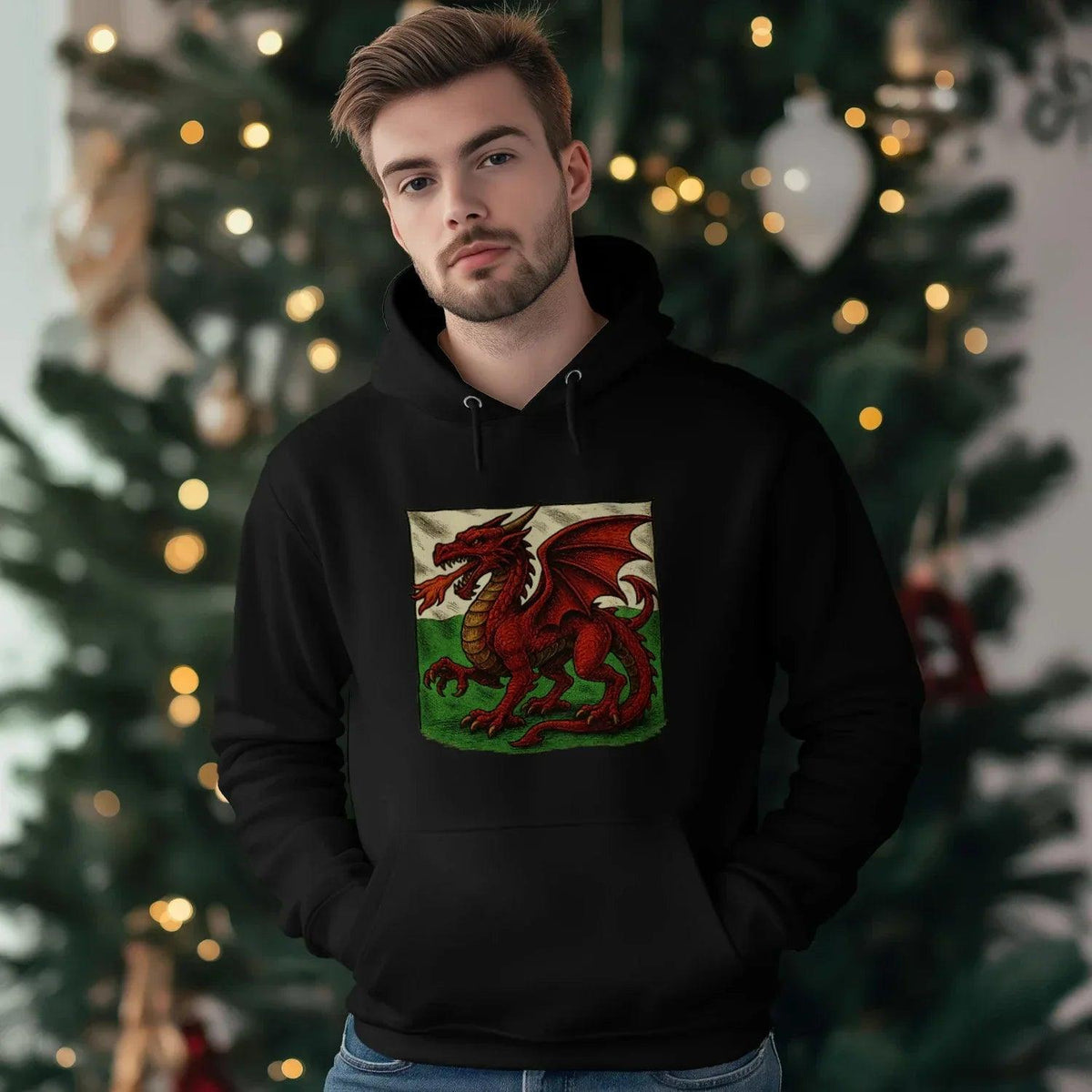 Welsh Dragon Hoodie - Moisture Crest, Unisex Streetwear - Celtic Wolfwear