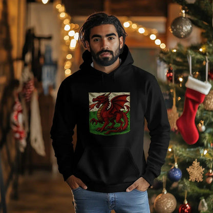 Welsh Dragon Hoodie - Moisture Crest, Unisex Streetwear - Celtic Wolfwear