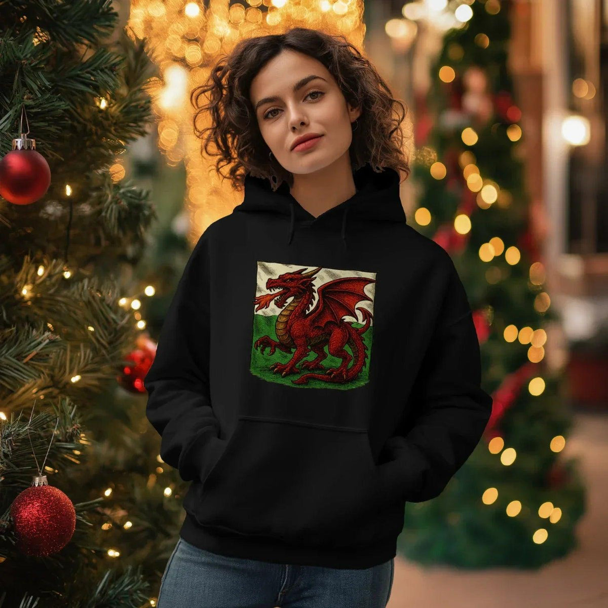 Welsh Dragon Hoodie - Moisture Crest, Unisex Streetwear - Celtic Wolfwear