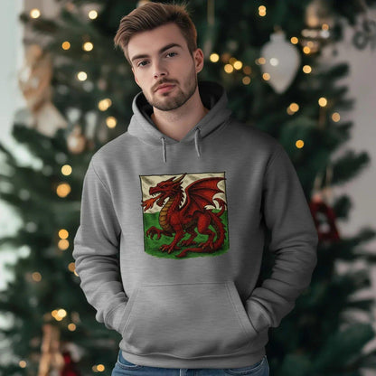 Welsh Dragon Hoodie - Moisture Crest, Unisex Streetwear - Celtic Wolfwear