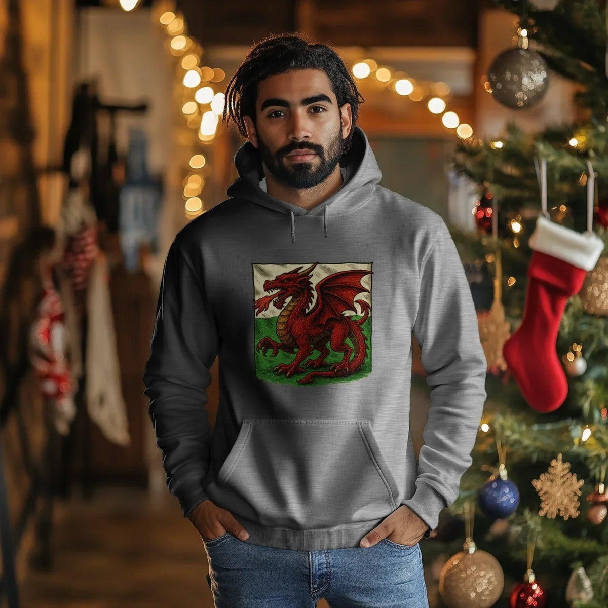 Welsh Dragon Hoodie - Moisture Crest, Unisex Streetwear - Celtic Wolfwear