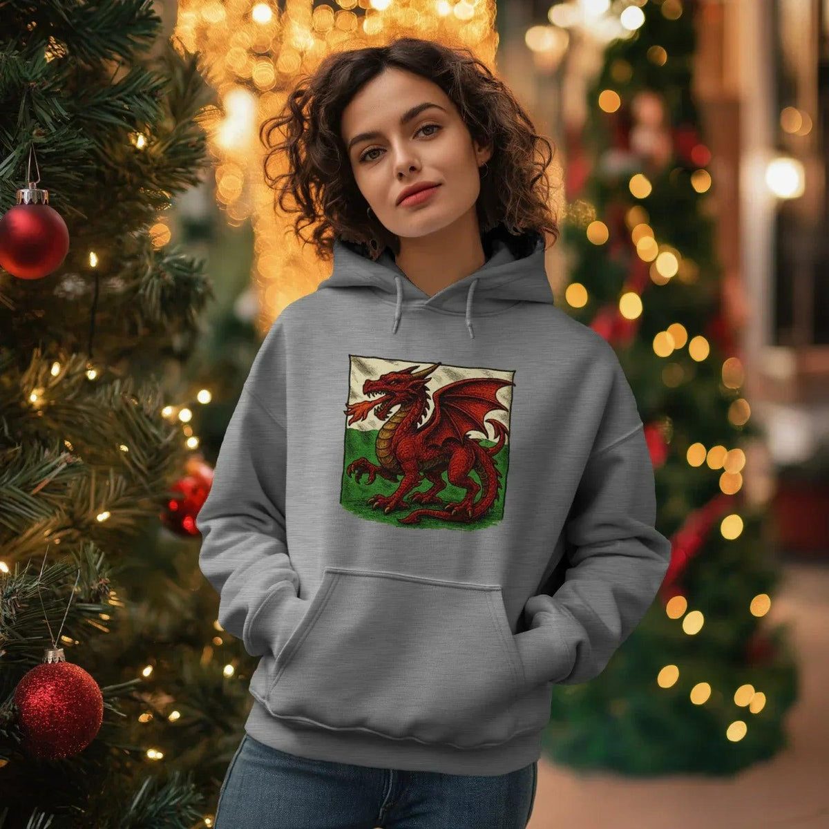Welsh Dragon Hoodie - Moisture Crest, Unisex Streetwear - Celtic Wolfwear