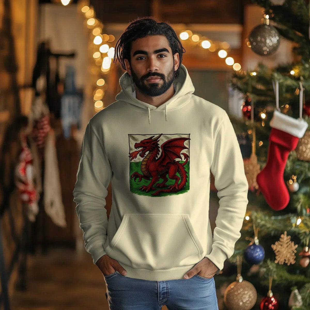 Welsh Dragon Hoodie - Moisture Crest, Unisex Streetwear - Celtic Wolfwear