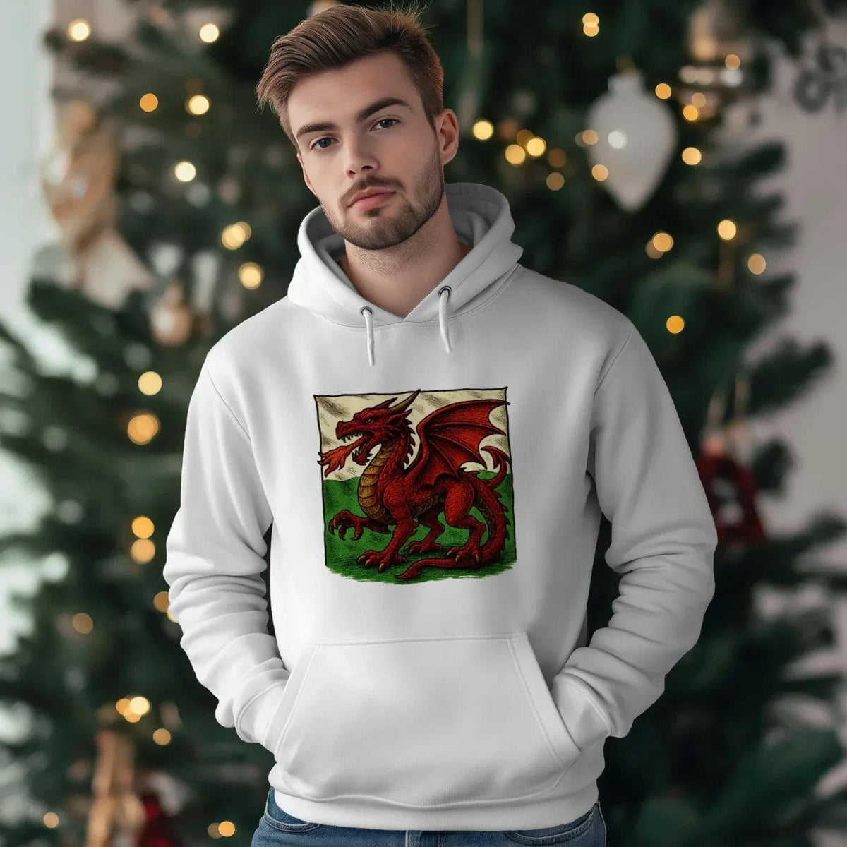 Welsh Dragon Hoodie - Moisture Crest, Unisex Streetwear - Celtic Wolfwear