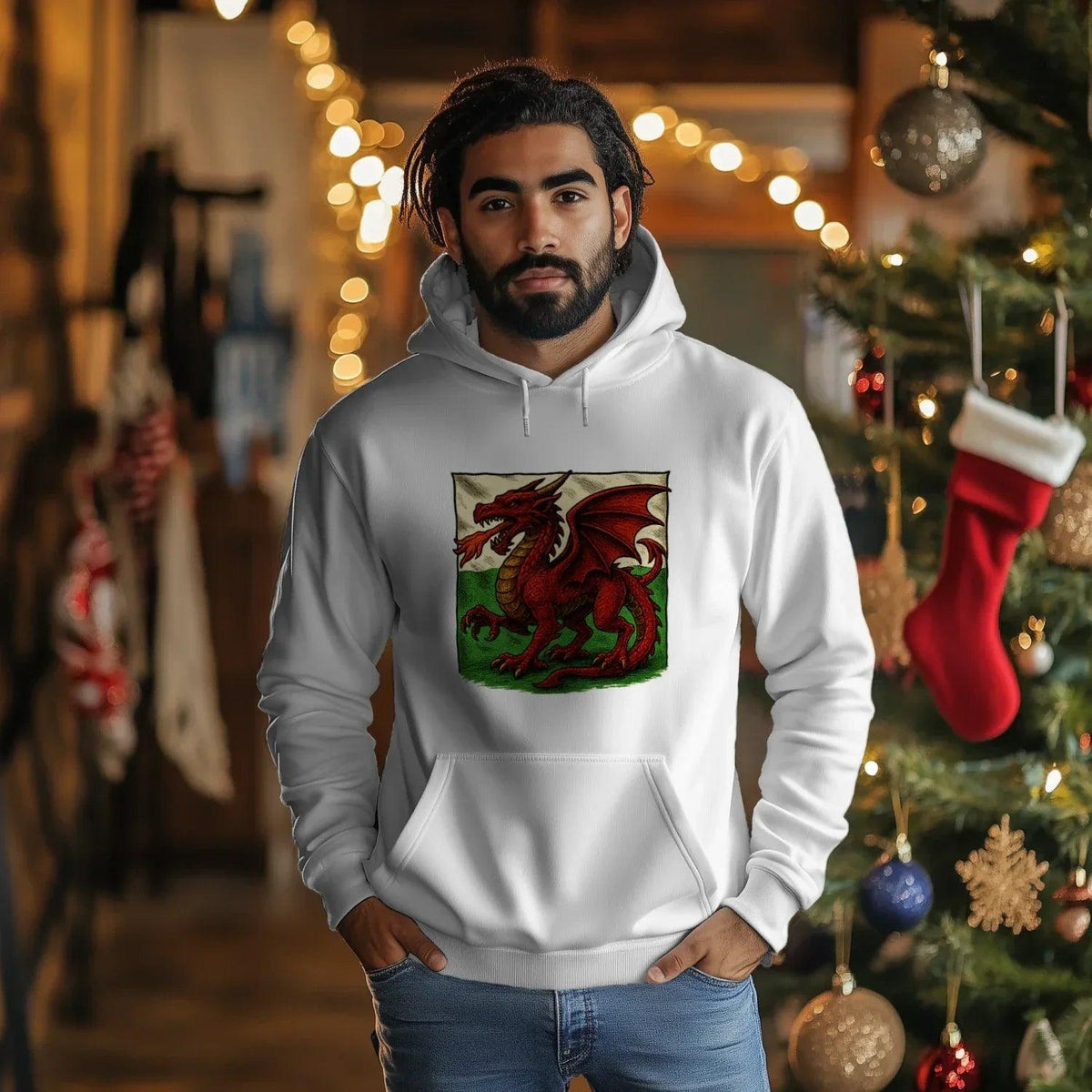 Welsh Dragon Hoodie - Moisture Crest, Unisex Streetwear - Celtic Wolfwear