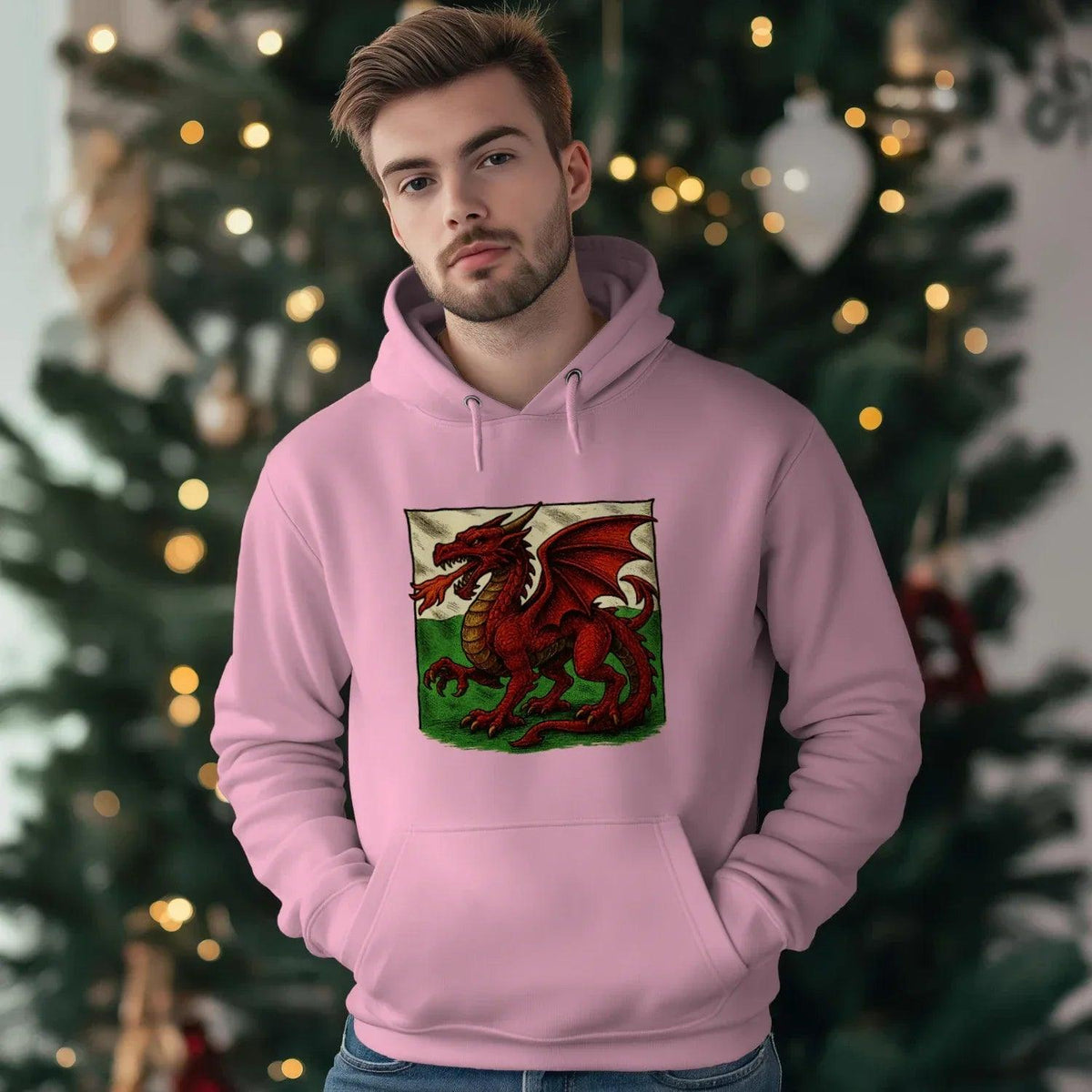 Welsh Dragon Hoodie - Moisture Crest, Unisex Streetwear - Celtic Wolfwear